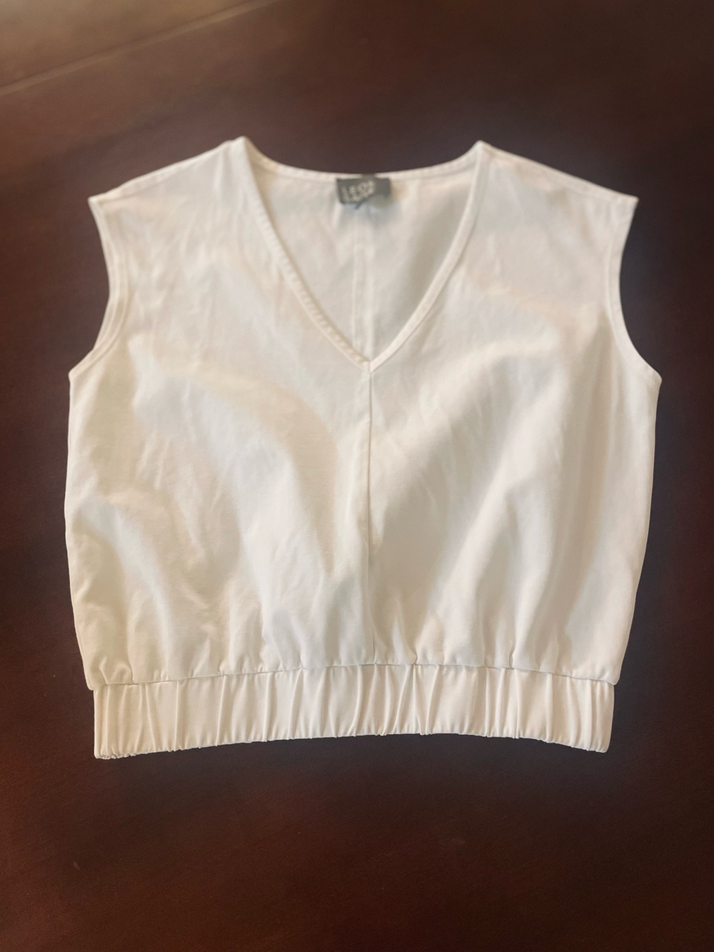 Leo & Sage White Sleeveless V-neck Top XS